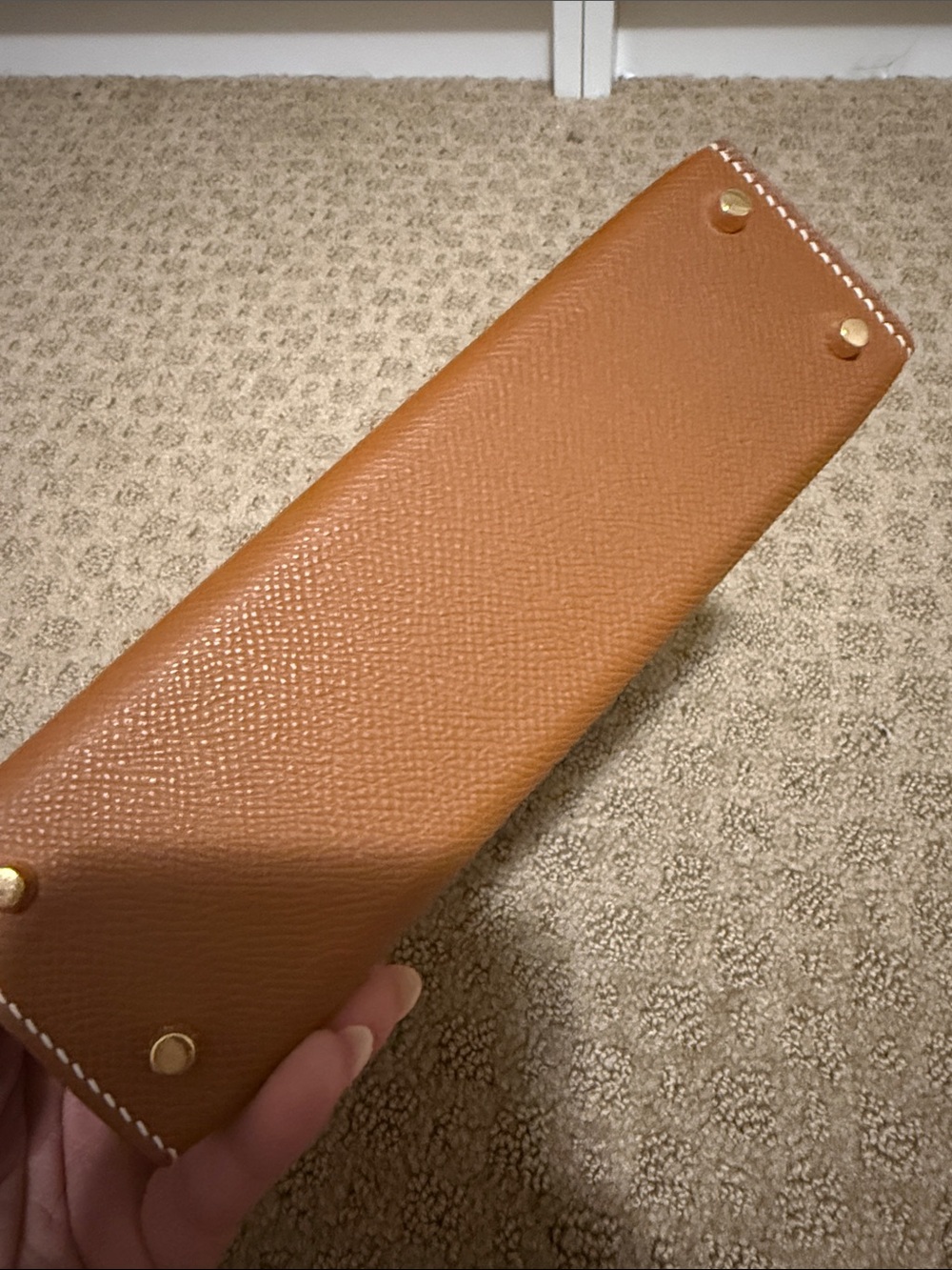 Mini Top-Handle Bag in Tan with Scarf-Wrapped Handle - Picture 5 of 11